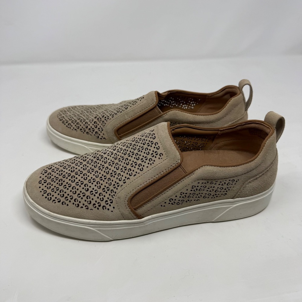 Vionic Kimmie Perf Tan Suede Perforated Slip On Sneakers Womens 11